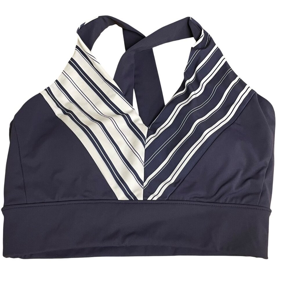 Enavant Sport Calypso Striped Sports Bra MED Thick Criss Cross Straps Athletic